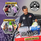 Chemical Guys CWS61964BK Car Wash Detailing Bucket, Mitt & Accessories Bundle (6 Items) Featuring Black Light Foaming Car Wash Soap, 64 oz (Half Gallon) - Works on Cars, Trucks, SUVs, RVs & More