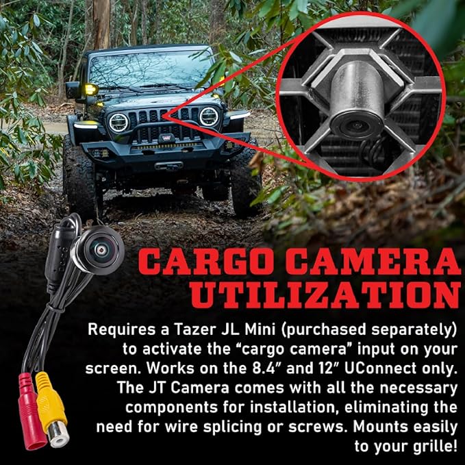 Z Automotive Z_JT_CAM JT Front Camera fits 2020 2023 Gladiator Wrangler - Grille-Mounted - Standard Definition - Easy to Install - Perfect for Trails & Parking