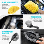 ALFLOD 30Pcs Car Detailing Kit, Car Wash Cleaning Kit, Auto Detailing Drill Brush Set, Car Cleaning Gel, Car Cleaning Supplies for Interior, Exterior, Wheels, Windows
