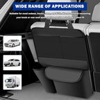 Leather Car Trunk Organizer,Large Capacity Backseat Car Organizer with 2 Mesh Pockets & Cup Holder,Detachable Hanging Cars Organizers and Storage for Family Road Trips