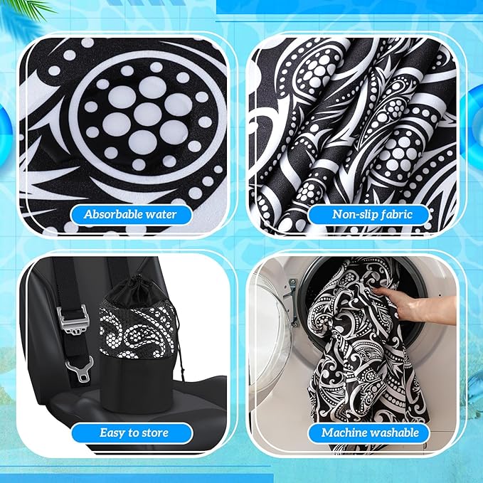 Hahafelt 2 Pack Car Seat Towel Covers with Storage Bag, 63 x 32 Inch Universal Non Slip Waterproof Sweat Protector for Car Truck, Gym Swimming Running, Machine Washable (Paisley)