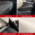 BOPUOVRE Car Seat Cover for Luxury & Comfort - PU Leather, Anti-Slip, Full Wrap Protection with Storage Pocket for Bottom Cushion - Universal Fit for 95% of Vehicles (Black,1 Piece)