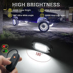 12 Pods Pure White LED Rock Lights with Power Swith Wiring Harness, Waterproof Rust Proof 6600K Super Bright Pure Lighting Aluminum Underglow Kit for Truck Trailer Pickup Offroad ATV UTV