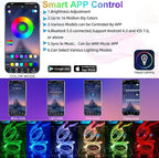 YUGUANG Interior Car Lights Strip APP Control, 5 in 1 Multicolor Music Sync RGB LED Car Ambient Lighting Kit with 236 inches Fiber Optic