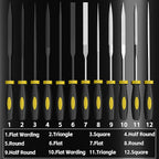 KJE 13PCS Needle File Set, Small File Set Includes 6PCS Diamond File, 6PCS Metal File, Cleaning Brush & Carrying Case for Precision Metal, Jewlers, Wood, Leather and Plastic