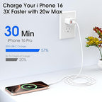 iPhone 17 16 15 Charger Fast Charging, 20W USB C Wall Charger Block with 6ft Type C to USB C Cable Cord for Apple iPhone 17/17 Pro/17 Pro Max/17 Air/16/16 Plus/16 Pro Max/15/15 Pro Max/iPad Pro/Mini