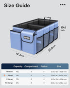 HOTOR Trunk Organizer for Car - Car Organizer, Foldable Trunk organizer for SUVs & Sedans, Sturdy Organization for Car Accessories, Tools, Sundries, Blue, 2 Compartments, 23.6"×14.2"×10.6"