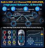 PLZ 7" Wireless Double Din Car Stereo Apple Car Play Radio Carplay Android Auto QLED Touch Screen, Bluetooth 5.3 Audio Receivers, 1080P Backup Camera, 4.2 Channel Outputs 240W, 2 Subwoofer, FM/AM, SWC