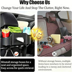 Back Seat Car Organizer,4 in 1 Multifunctional Car Back Seat Storage Box with Drink Cup Holder Tissue Box, for Hold Phone,Snacks, Drinks, Handbag-Black