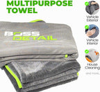 Twist Drying Towel Super Absorbent 600GSM - 35.4'' x 23.6'' inches, Gray Color, Rapid Drying, Large Cleaning, Lint-Free Detailing, High Absorption Microfiber Towels for Cars (1)