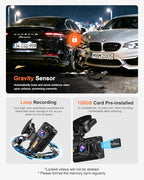 3 Channel 4K Dash Cam with STARVIS 2 Sensor, Free 128GB Card and WiFi 6 up to 20MB/s, Dash Camera for Cars with Front Rear Inside, 4K 2K 1080P, IR Night Vision, GPS, 24H Parking Mode, G-Sensor