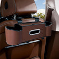 Car Backseat Organizer for Kids & Travelers - 4 in 1 Multifunctional Car Seat Back Storage with Cup Holder, Tissue Box, Snack/Handbag Holder - Nappa Leather Universal Fit for SUV/Van/Sedan (Brown)