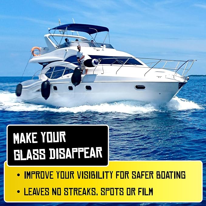 Boat Juice 2in1 Glass Cleaner & Anti-Fog Spray | Streak-Free for Boat Windshields, Car & RV Windows, Navigation Screens | No Rinse | Ammonia-Free | Lemon Drop Scent | Made in USA | 16oz