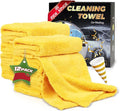 Car Wash Drying Towels, 450gsm Ultra-Thick Absorbent Lint-Free Extra Soft Microfiber Rags for Car Detailing, Interior & Exterior Cleaning Cloths, 16in x 16in - Coral Fleece, Yellow, 12 Packs