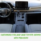 Central Control Gear Shift Panel Cover for Toyota Sienna 2025 2024 2023 2022 2021, Soft Silicone Console Pad with Built-in Cup Holder Insert