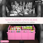 titiyiof Trunk Organizer For Suv & Sedan,Car Organizers and Storage, Waterproof Collapsible & Adjustable Straps,70L Sturdy Car Organization for Car Accessories, Tools,Sundries,2-3 Compartment（Pink