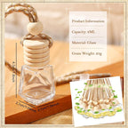 Domensi 200 Pcs Car Diffuser Bottles Air Freshener Bulk, Hanging Empty Glass Perfume Bottles Refillable Air Freshener Pendant Fragrance Vials Ornament Decor with Wooden Caps String(Classic)