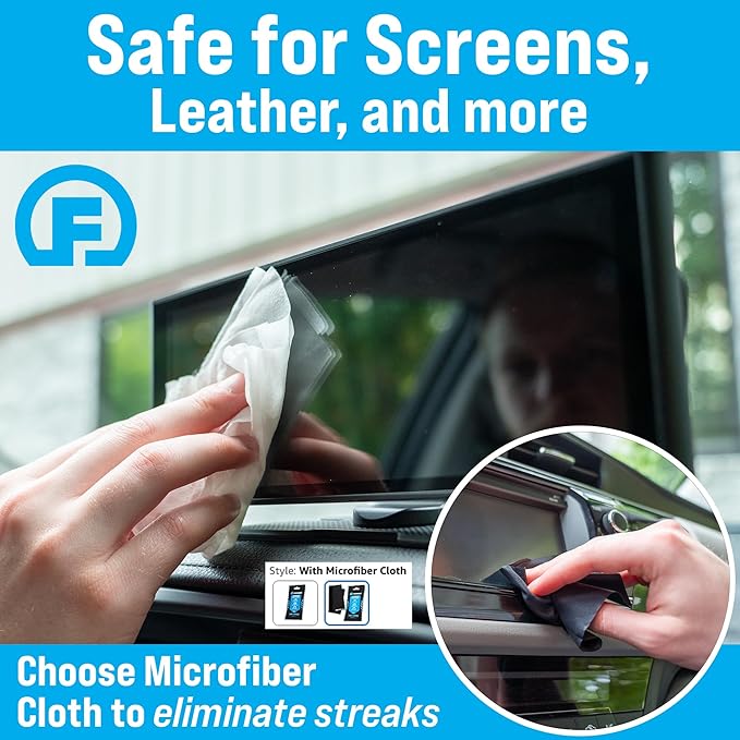Fortress Car Interior Wipes (25 ct, Pack of 64) for Car Interior Cleaning, Dashboard, Seats, Detailing, and Steering Wheel [Travel Size] Skin-Safe Car Interior Cleaner Supplies