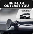 Tackform Link Phone Mount with Top Dash Clip - Compatible with 2021-2025 Ford Bronco | Aluminum | Zero Slip, Anti-Scratch | Compatible with MagSafe | Universal Magnetic Holder | 2" Arm | Black Knob