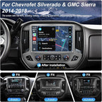 13.1" QLED Car Radio Stereo Upgrade for Chevy Silverado & GMC Sierra 2014-2018, 8-Core Head Unit 4GB+64GB with CarPlay/Android Auto, 2K Touch Screen and 1080P Backup Camera (4+64 Silver)