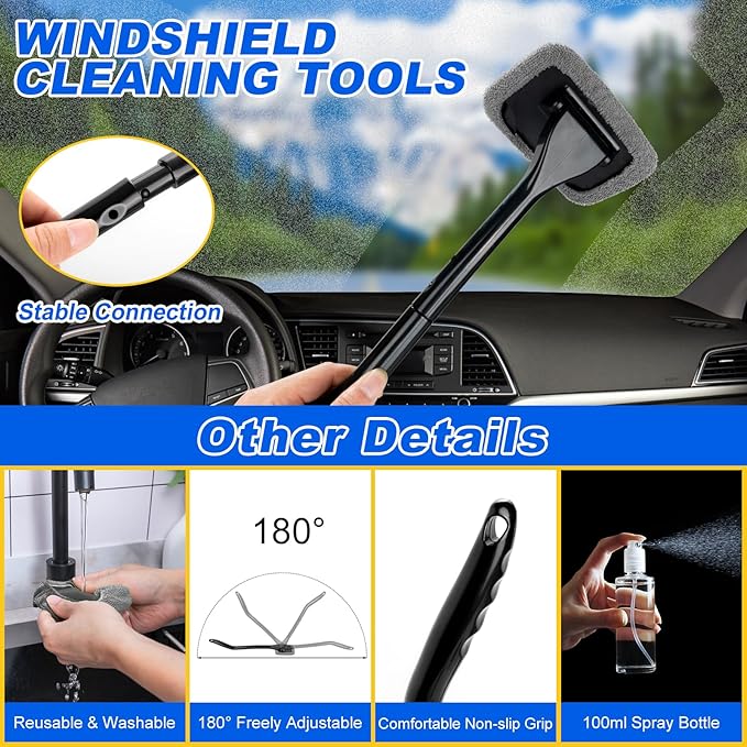 AUTODECO Car Detailing Kit, Car Detailing Brush Set, Bendable Car Wheel Rim Cleaner Brush Set, Car Detailing Brushes, Car Wash Cleaning Tools Kit for Interior, Exterior, Wheels, Blue