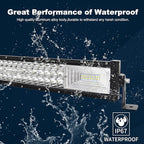 AUXTINGS 32 inch 405W Curved LED Light Bar Triple Row Work Light Spot Flood Beam with Wiring Harness kit Switch for Trucks Tractor 4X4 Boat Off Road Auto Fog Driving Lamp,12V 24V Waterproof