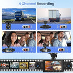 4 Channel Dash Cam 360° View, 1080P Front and Rear Inside, Left Right Dash Camera for Cars, 8 IR Lamps Night Vision, 4/7 Recording Parking Mode Monitor Rimoody