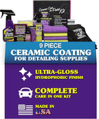 Wizards Ceramic Coat for Paint Kit - 9 Piece Ceramic Coating for Detailing Supplies - Provides High Gloss, Luster, Shine and Protection for Vehicles - Versatile Car Scratch Remover for Auto Detailing