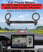 Magnetic Car Phone Mount for 2024 2025 2026 Toyota Tacoma / 2025 2026 4Runner Accessories, for MagSafe Strong Magnets Cell Phone Holder 14-Inch Screen Cradles, with Portable Phone Gripper