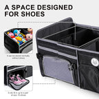 SugarFox Bold Color Block Trunk Organizer, Foldable with 26L Ice Pack,95L Dedicated Shoe Space, Stylish for SUV/Car (Black, Midsize)