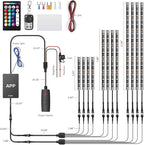 Motorcycle LED Underglow Kit, icicar 12 Pcs APP/RF Control Multicolor Motorcycle LED Light Kit with Brake Turn Signal, IP68 Waterproof & Music Sync Ambient Light for Motorcycles