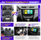 Android Car Radio Compatible with Android Auto Wireless Carplay for Nissan Rogue X-Trail Qashqai 2014-2018 8core 1280X720 Touchscreen Stereo Bluetooth GPS Navigation Head Unit (4GRAM64GROM)