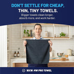 MW Pro Microfiber Cleaning Cloth | Black Gray Blue | 12 Pack | 16” x 16” | All Purpose Microfiber Towels - Clean, Dust, Polish, Scrub, Absorbent