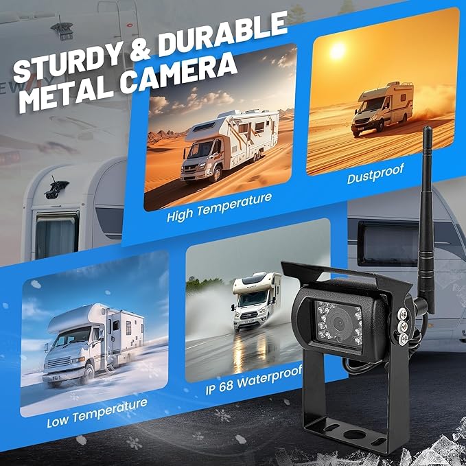 EWAY Wireless RV Backup Camera for Furrion Pre-Wired System: 5" IPS Monitor & 1080P Back Up Cam Flexible Rear View Waterproof w/IR Night Vision, Easy Setup for RVs Campers Travel Trailers Motorhomes