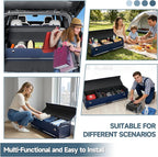 Car Trunk Organizer, Leather Trunk Organizer for Suv with Lid and Push-pull Handle Car Trunk Leather Storage Box Extra Large Cargo Storage (Blue, 41.3 x 11.4 x 12.2in)