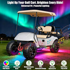 10L0L Golf Cart Underglow LED Light Kit, 4PC Flexible Neon Strip Lights with 14 Modes, Music Sync, Waterproof Remote Control Underbody Glow for EZGO, Club Car, Yamaha