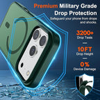 SUPFINE Magnetic for iPhone 17 Pro Case (Compatible with MagSafe)(Military Grade Drop Protection) Translucent Matte Shockproof with Anti-Fingerprint Phone Cover,Forest Green