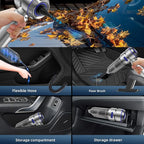WINWEND Portable Car Vacuum - 22000PA Cars Vacuum Cleaner High Power 4 in 1 Compressed Air Duster & Air Blower & Pump Hand Held Vacuums Cordless with Brushless Motor for Car Home Office Blue
