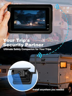 Magnetic Solar Wireless Backup Camera with 28hrs Rechargeable Battery, IR Night Vision & IP69, Suitable for Trucks, RV, Small Trailer & Pickup, 5'' HD 1080P Video Monitor, Reserve Guideline