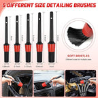 Nilight 37PCS Car Detailing Kit Auto Cleaning Tools Wash Set with Storage Carry Bag Home Use for Interior Exterior Deep Clean Car Care Windshield Dashboard Seat Air Vents Wheels Tires, Red