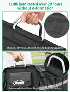 Oasser Trunk Organizer Cargo Organizer Trunk Storage Waterproof Collapsible Durable Multi Compartments with Foldable Hard Cover Aluminium Alloy Handle Reflective Strip (Large, Black)