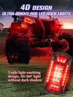 8 Pods 5-Sides Full Angle RGB LED Rock Lights High Brightness 36 Beads RGB 5050 IP68 Waterproof Underglow Multicolor Zone Neon Exterior Rock Lights for 12V Trucks Jeep UTV ATV RZR Offroad Pickup SUV