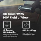 SYLVANIA - Roadsight Stealth Dash Camera - 140 Degree View, HD 1440p, 16GB SD Memory Card Included, Loop Recording, G-Sensor, Screenless, Parking Mode, GPS, Mobile App, Taxi, Truck, Car