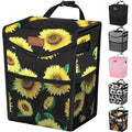 Pritent Car Trash Can with Lid, Cute Leakproof Car Trash Garbage Bag Hanging Vehicle Trash Bin Small Portable Automotive Garbage Cans Organizer for Back/Front Seat/Console(2.8 Gallons,Sunflower)
