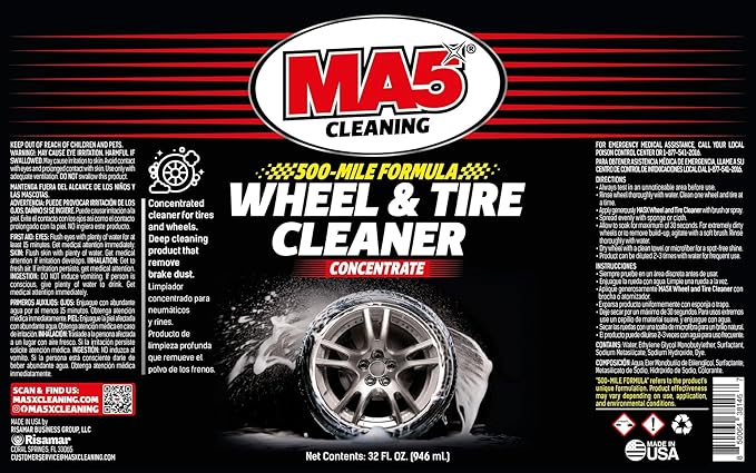 MA5X Wheel and Tire Cleaner | Concentrated, Brake Dust Remover | Wheel Cleaner Spray | 32oz Bottle | Pack of 2