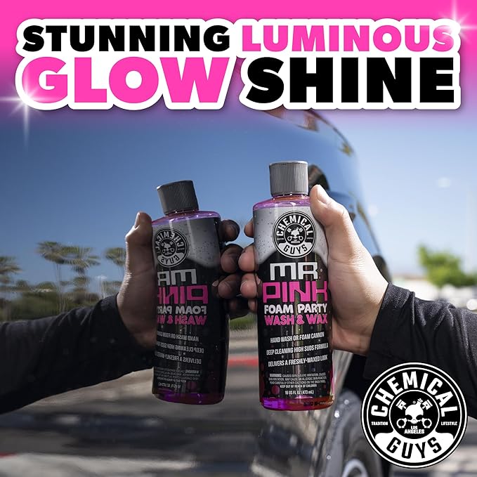 Chemical Guys CWS22116 Mr. Pink Foam Party Wash & Wax (Works with Foam Cannons or Bucket Washes) Safe for Cars, Trucks, SUVS, Motorcycles, RVs & More, (16 fl oz) Tangerine Scent