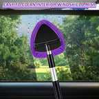 FoldTier 8 Pcs Car Windshield Cleaner Kits with Extendable Handle, 5 Microfiber Towel Pads, 1 Brush, 1 Empty Spray Bottle for Auto Glass Wiper Suvs Rvs & Home Windows(Purple)