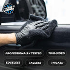 The Rag Company - Creature Edgeless Auto Detailing Towels (10-Pack) Professional 70/30 Blend, Dual-Pile Plush Microfiber, Buffing & Polishing, 420gsm, 16in x 16in, Black