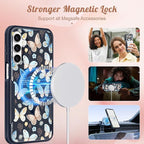 for Samsung Galaxy A14 5G Phone Case - Compatible with MagSafe Women Girls Cute Magnetic Protective Cover Girly Blue Butterfly Heavy Duty Shockproof Design for Samsung Galaxy A14 5G Cases
