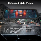 BY-J 9.66" 4K Mirror Dash Cam Front and Rear, Backup Camera for Cars, Full Touch Screen Rear View Mirror Camera, Smart Driving Assistant, Loop Recording Streaming Media